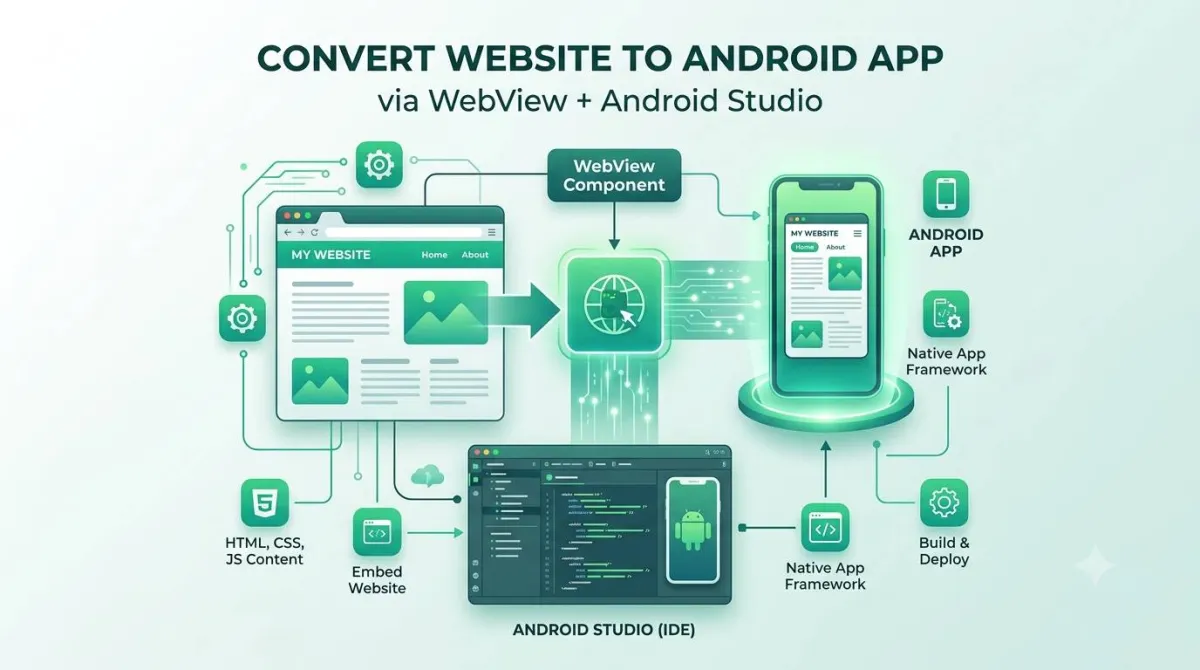 Convert Website to Android App Using WebView + Android Studio (2026 Guide)