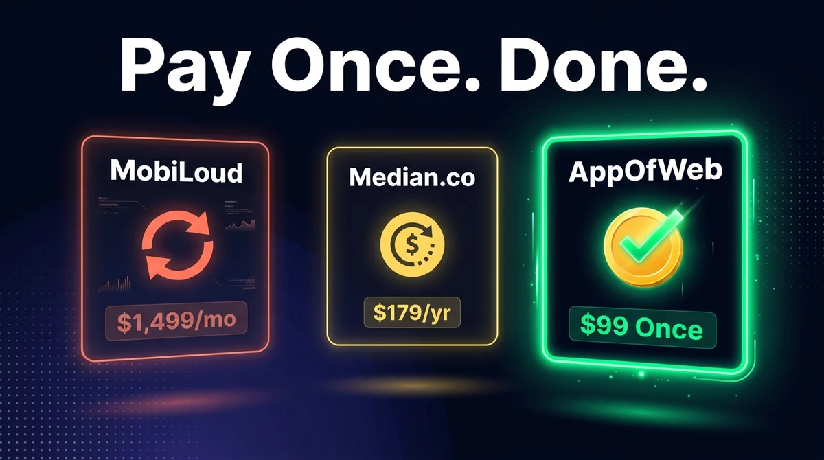 MobiLoud vs Median vs AppOfWeb: One-Time Payment vs Subscription (2026)
